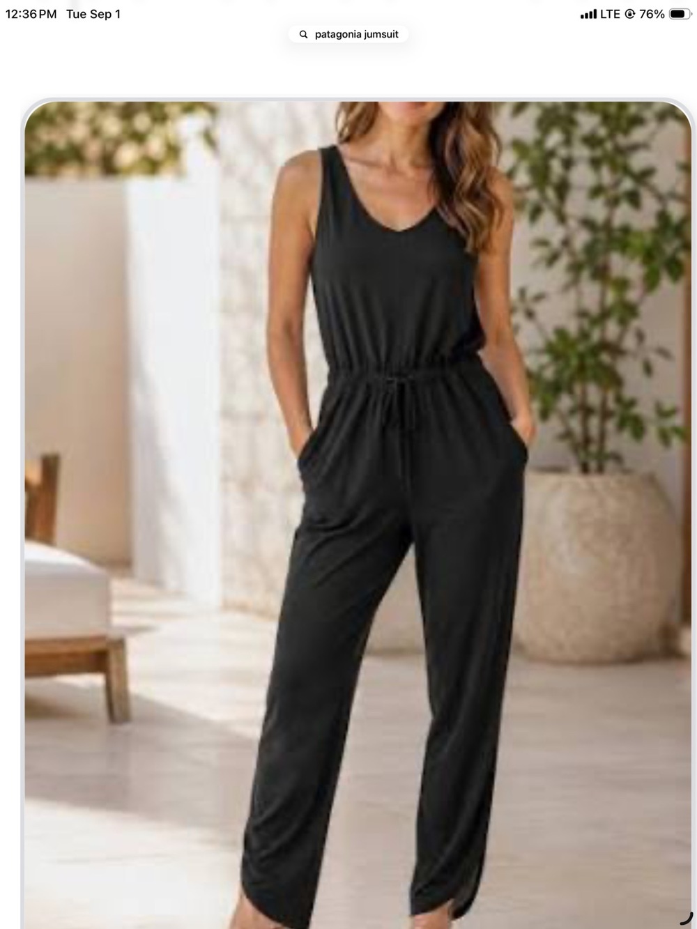Patagonia Women's Black Sleeveless Drawstring Jumpsuit